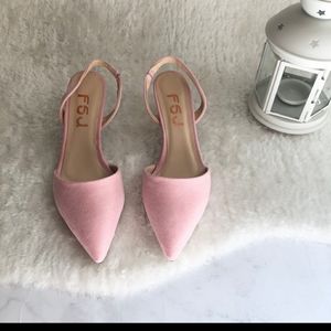 Size 7 Pink Suede Kitten Heel Slingback